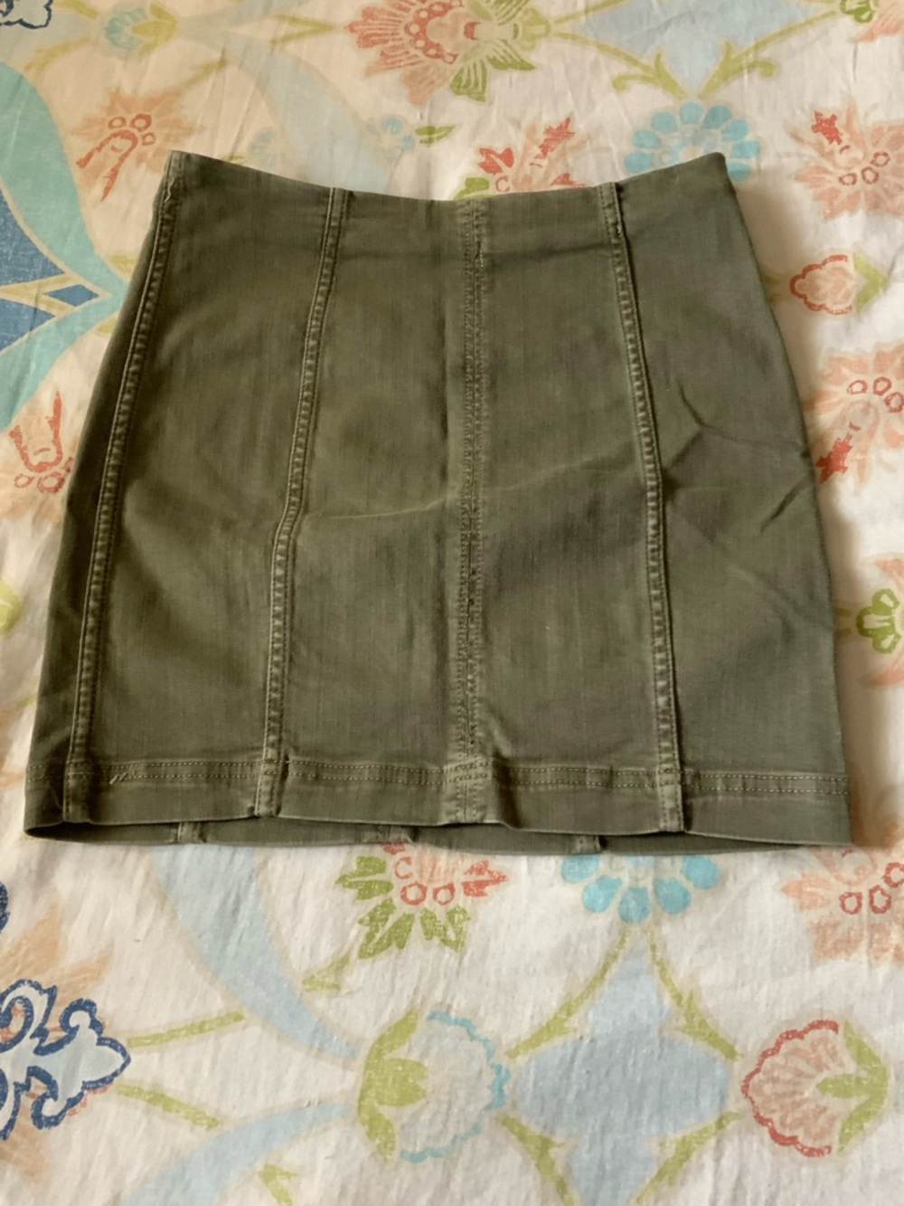 Free People Olive Paneled Mini Skirt